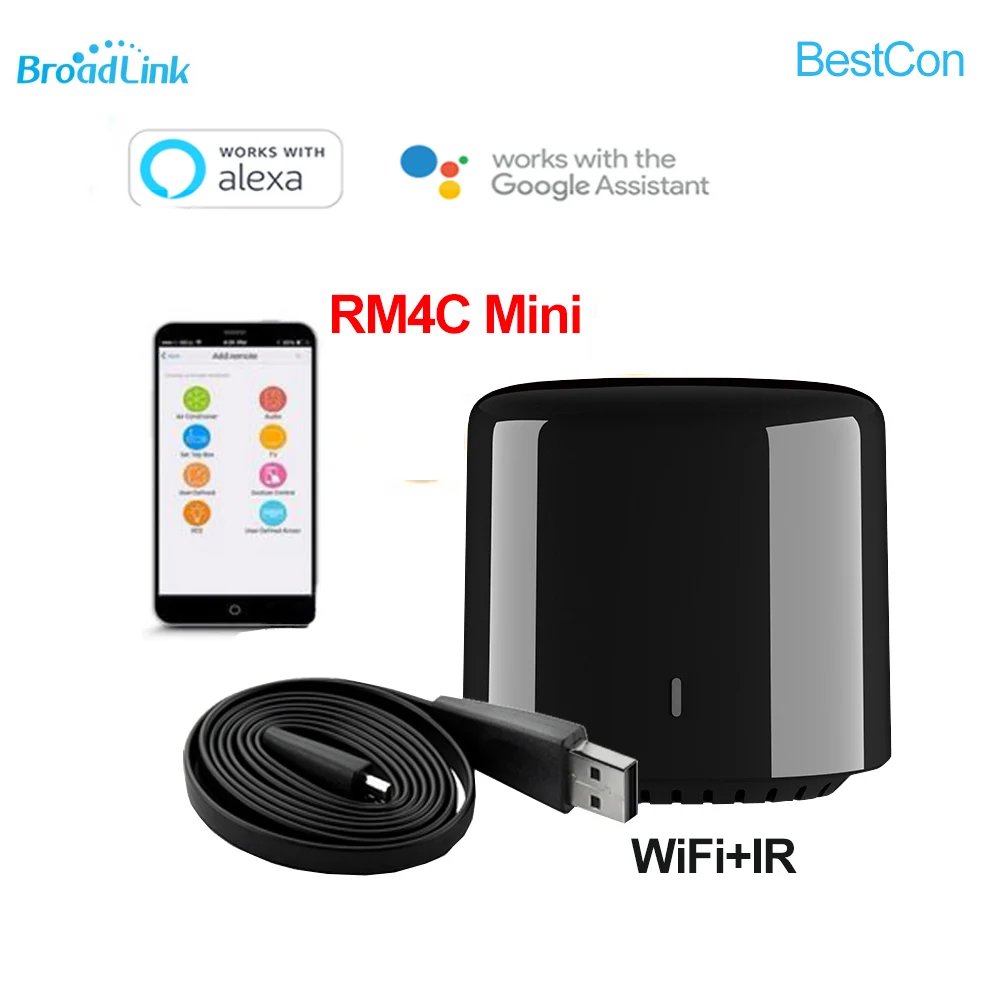 

BroadLink RM4C Mini Universal Remote Controller IR WiFi Voice Control Work with Google Home Alexa Smart Home RM 4C Mini for AC