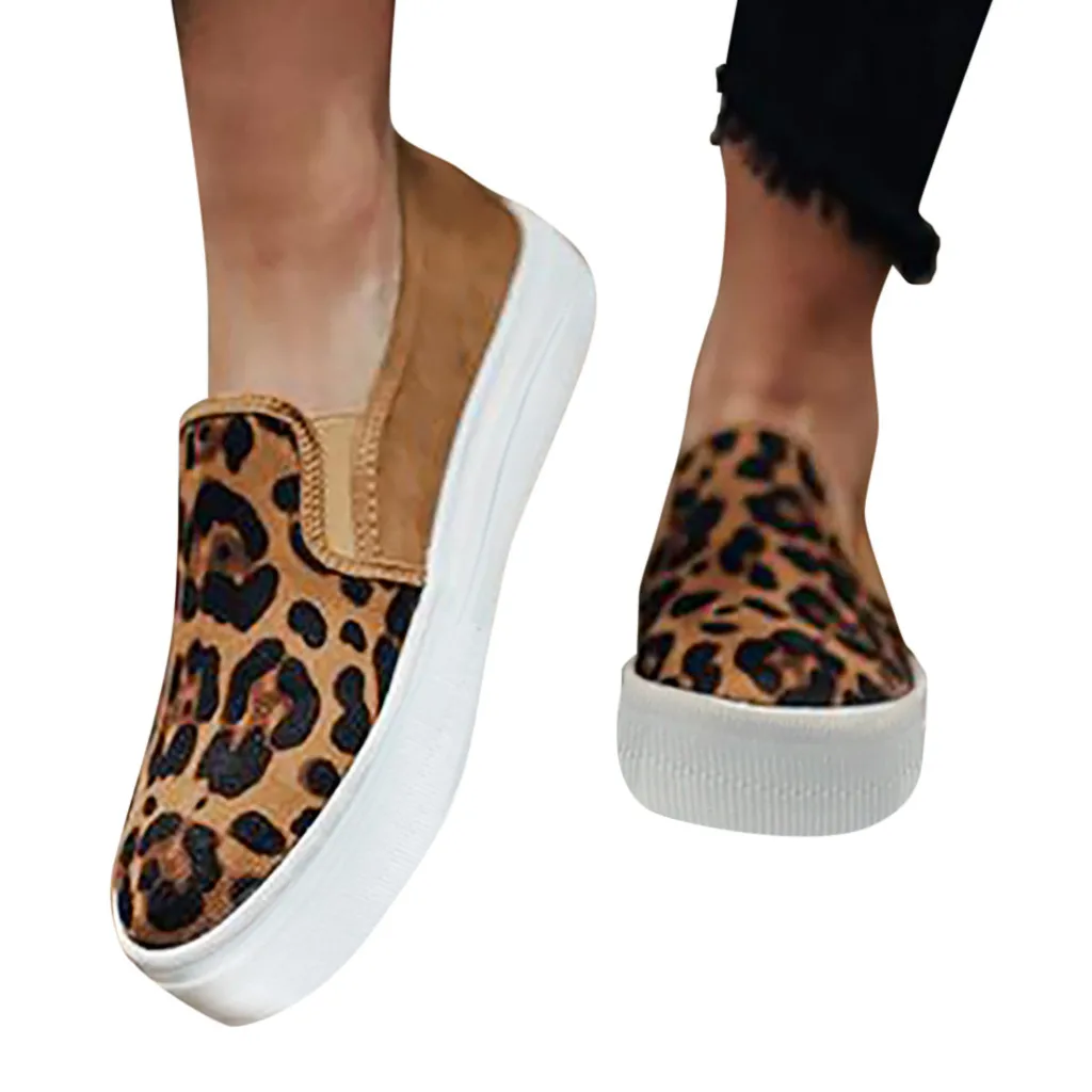 JAYCOSIN/Модные женские лоферы; Лидер продаж; леопардовая обувь на платформе; Женская Удобная женская текстильная обувь без шнуровки; легкая повседневная обувь