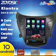 Autoradio Android 10, écran vertical Tesla de 10.4 pouces, navigation gps, lecteur pour voiture Hyundai Elantra MD 2012, pour Avante MD 2011, 2012, 2013