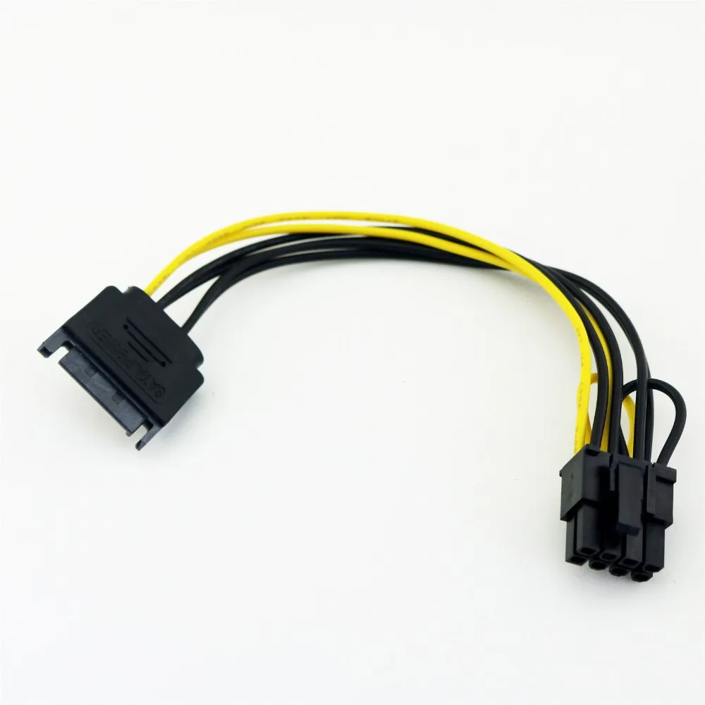

1 шт. SATA 15-контактный штекер-PCI-E Экспресс 6 + 2-контактный 8-контактный разъем адаптера питания для видеокамеры 20 см