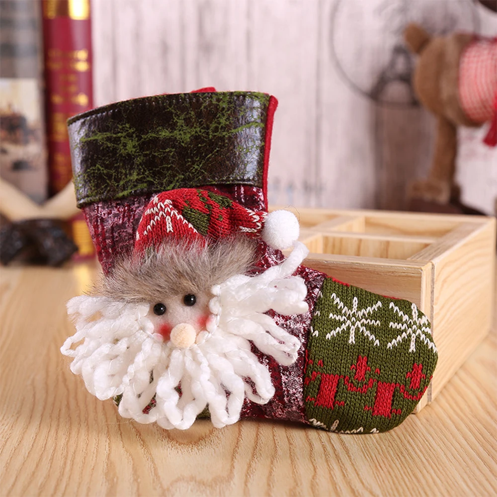 Santa Claus Sock Gift Christmas Stockings Hanging Ornaments Gift Holders Kids Candy Bag Xmas Christmas Tree Decorations - Цвет: 1PC T