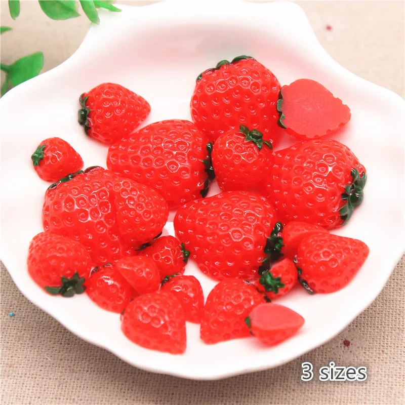 

3 размера Смола Клубника имитация фруктов миниатюрная еда искусство Flatback кабошоны DIY рукоделие Скрапбукинг
