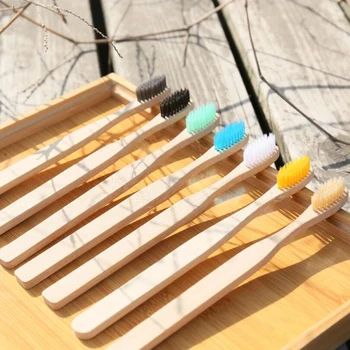 

5Pcs Bamboo Toothbrush Wood Toothbrush Biodegradable Teeth Brush Solid Bamboo Handle Toothbrush Care Eco-Friendly