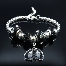 Готический, среда, скелет, раздельное лицо, кристалл, нержавеющая сталь, черная эмаль, очаровательный браслет для женщин, ювелирное изделие joyeria B18585