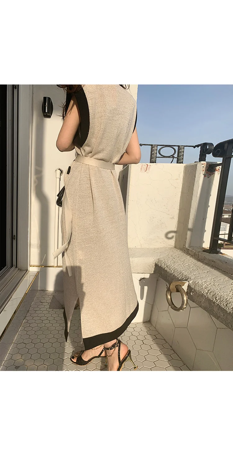 New Summer Sweater Women Dress Sleeveless Sweaters Knitted Dresses Womens Long Loose Maxi Oversize Knitting Robe Vestido