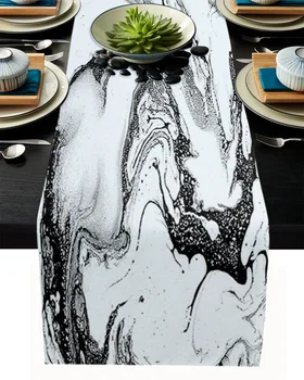 

White Black Ink Texture Table Runner Wedding Table Decoration Dinning Table Runners Placemat Christmas Decor Tablecloth