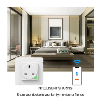 

Wifi Wall Socket UK Plug Smart Socket WIFI Socket Smart 220V 16A Electrical Outlets Wifi Switch Monitoring Socket