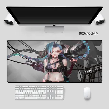 

League Of Legends Jinx Mat Mice Gaming Mouse-Pad Waterproof With Sewn Edges Desktop Pad 90x40cm Big Desk Pads Gamer Accessories