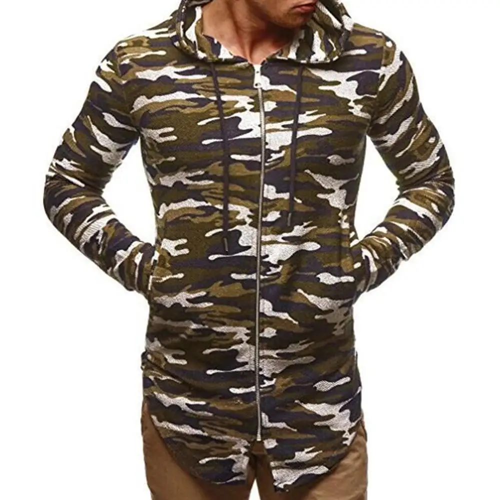 Camouflage Новая мужская повседневная Осенняя однотонная камуфляжная куртка с капюшоном в стиле хип-хоп, теплая уличная куртка, рождественский подарок для мужчин - Цвет: Camouflage