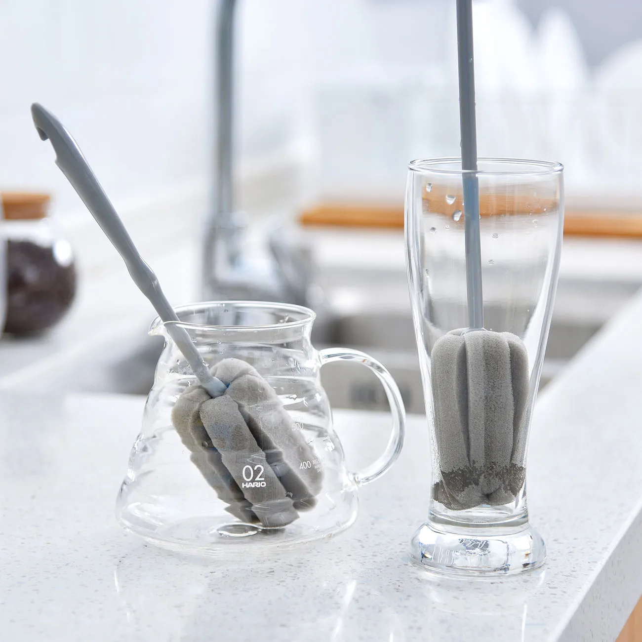 1 шт. длинная ручка для губки бутылки молока чашка стеклянный кухонный спонж для чистки посуды Инструменты для очистки чашки щетки чистящие