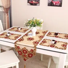 

European Style Manual Embroidered Table Flag Table Runner TV Cabinet Tablecloth Wedding Decoration Dining Table Cloth Set