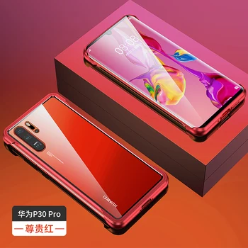 

Metal Bumper Case For Huawei P30 Pro Magnetic Case P30Pro with Tempered Glass Back Cover For Huawei P30 Metal Rimless Cases