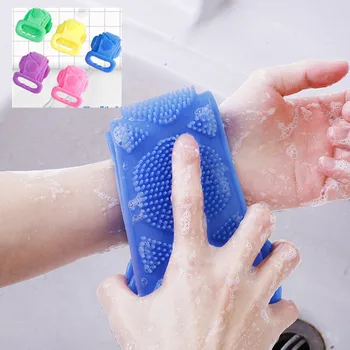 

Silicone Brushes Bath Scrubber Bath Towels Long Rubbing Back Mud Peeling Towel Body Massage Shower Skin Clean color Shower Brush