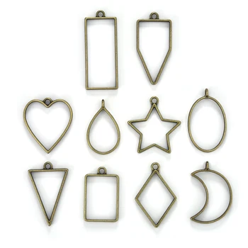 

10Pcs Geometric Open Bezel UV Resin Crafts Blank Frame Charms Pendants Keychain DIY Earrings Necklace Jewelry Making