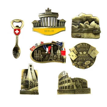 

Travel Souvenir Magnetic Fridge Sticker Switzerland Singapore Merlion Sydney USA Casino Refrigerator Magnets Stickers Home Decor