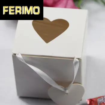 

50pcs White heart wedding laser candy box favor box wedding favour box gift for girls boys birthday babyshow supplie