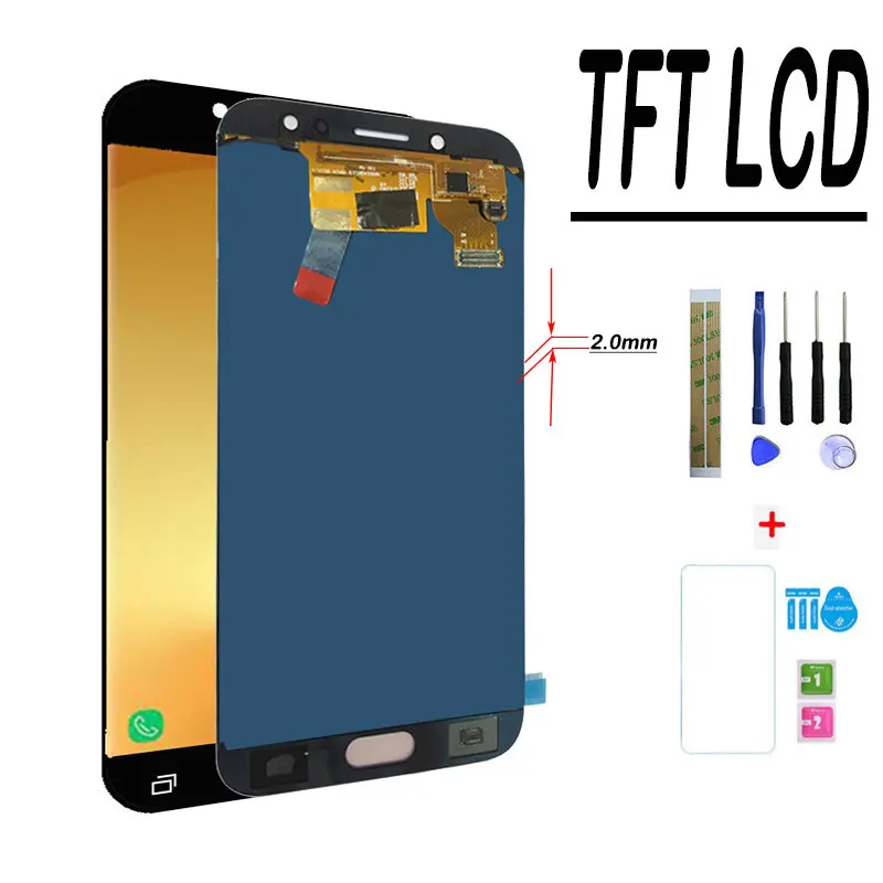 Черный TFT ЖК-дисплей для samsung Galaxy J7 Pro J730 ЖК-дисплей+ сенсорный экран J730F J730G J730FM регулировка яркости Pancel - Цвет: Черный
