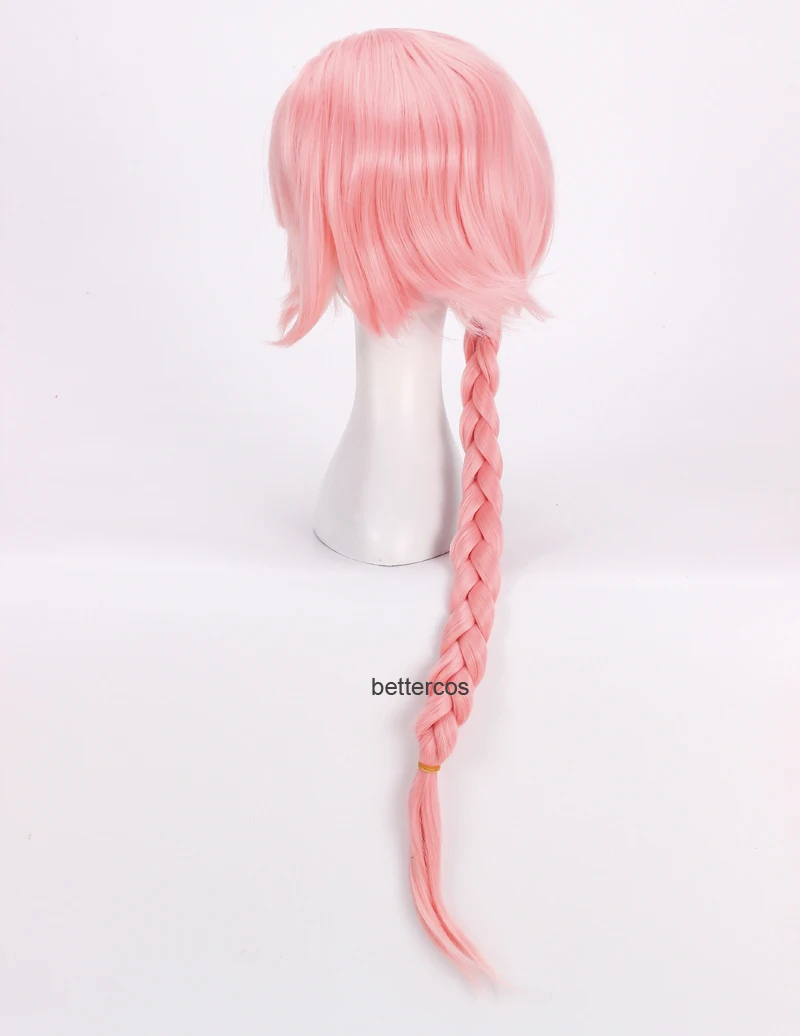 sexy cosplay Game Fate Apocryph Astolfo Cosplay Wig 75cm Pink Heat Resistant Synthetic Wig + Wig Cap + 3 Black Bowknots naruto cosplay