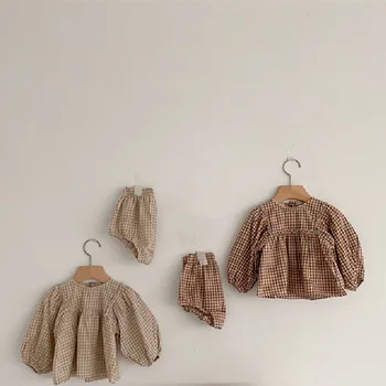 

Newborn Baby Clothes Set Cotton Baby Princess T-shirt +Short 2pcs Autumn Baby Girls Clothes Plaid Children Baby Clothing Set