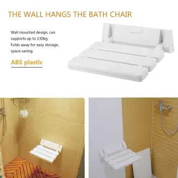 

Wall Mounted Bathroom Fold Down Shower Seat Chair Aluminum Alloy&ABS Drop-leaf Stool Folding Bath Seat Holds Up To 130kg White