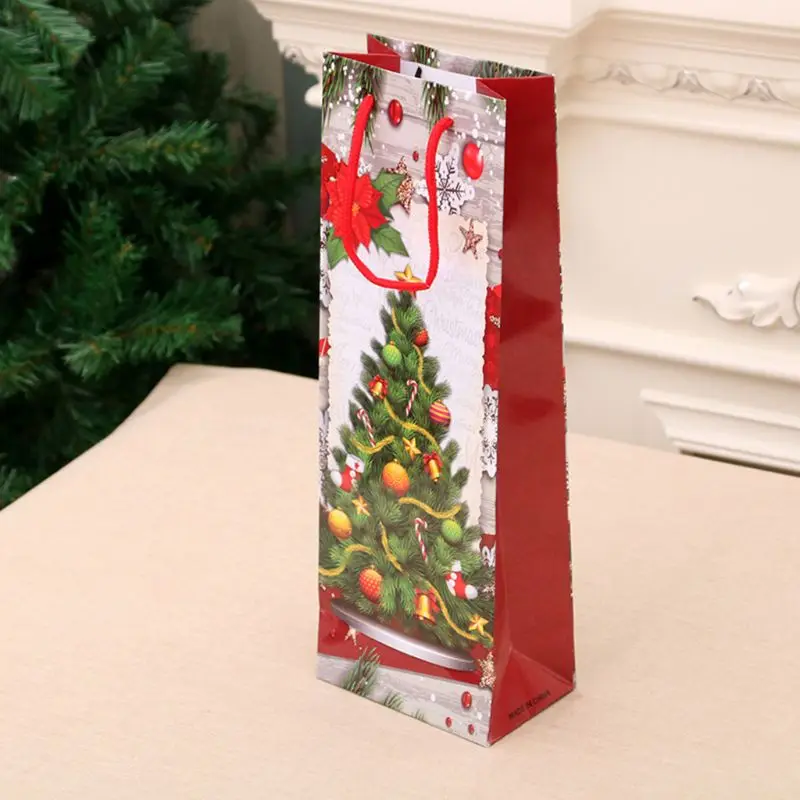12pcs Christmas Paper Wine Bottle Gift Bags Reusable Present Packaging Pouch New R7RC