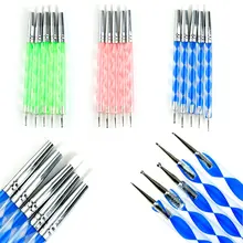 5 PC Double Kepala Acrylic Memilih Rhinestone Manikur Alat Kuku Seni Silikon Dotting Pena Sikat Patung Emboss Ukiran Membentuk Cat(China)