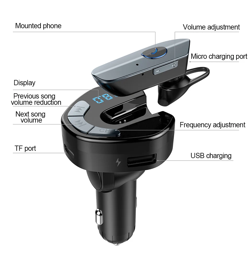 AOSHIKE Новое поступление Bluetooth 4,0 автомобильный комплект Hands Free AUX Автомобильный Mp3 плеер 3,1 A Автомобильное зарядное устройство гарнитура адаптер fm-передатчик