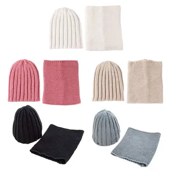 

2PCS Toddler Baby Knit Ski Hat Scarf Winter Warm Beanie Cap with Circle Loop Scarf Neckwarmer