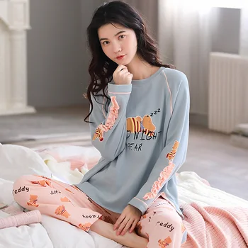 

Women's Pajamas Set Cute Casual Printing Home Service Spring and Autumn New Fashion Long Sleeve Women's Pajamas Two-Piece Set