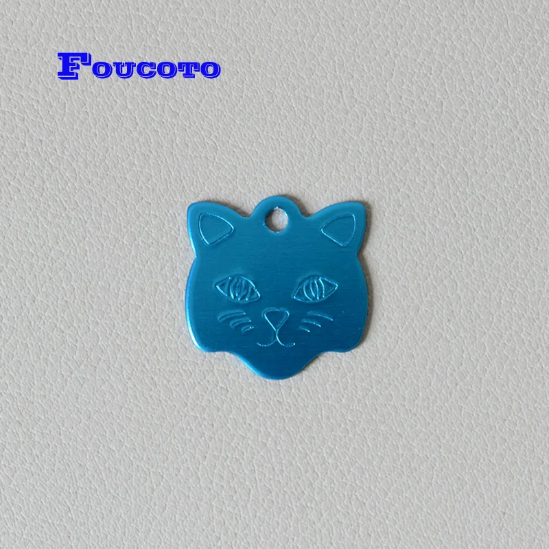Blue B 10 шт. идентификационные бирки для кошачьего лица, персонализированные идентификационные бирки для собак, подгонянное имя щенка, телефон, подвеска для домашних животных, ошейник, жгут, анти-потерянные бирки - Цвет: Blue B