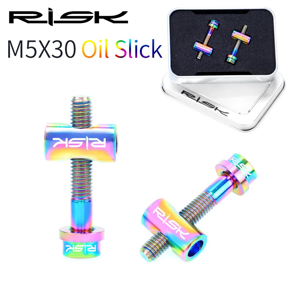 RISK 2 шт./лот M5* 30 мм x40mmTitanium сплав велосипедный Подседельный штырь Болты MTB Горная дорога велосипед гайки шайбы Велоспорт S eatpost винты - Цвет: RAINBOW M5 30MM
