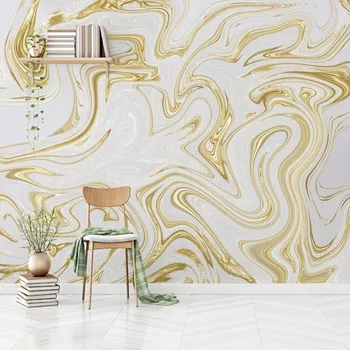 

Milofi custom large wallpaper mural abstract gold lines marbled living room bedroom background wallpaper mural