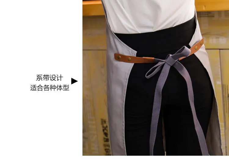 Unisex Canvas Hanging Neck Apron Kitchen Anti-staining Pinafore Hotel Restaurant Coffee Shop Baking Bar Barber Shop Work Uniform