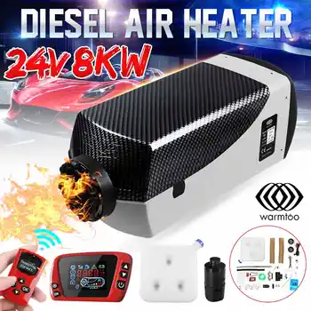 

24V 8KW Car Diesel Air Parking Heater Car Heater LCD Remote Control Monitor Switch + Silencer for Trucks Bus Boat Trailer Heater