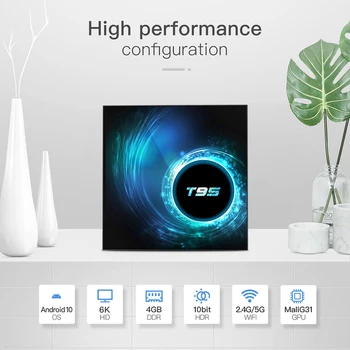 

Mayitr 1pc NEW 4GB RAM 64GB ROM Android 10.0 TV Box Quad Core 6K Resolution WiFi T95 Media Player Set Top Boxes