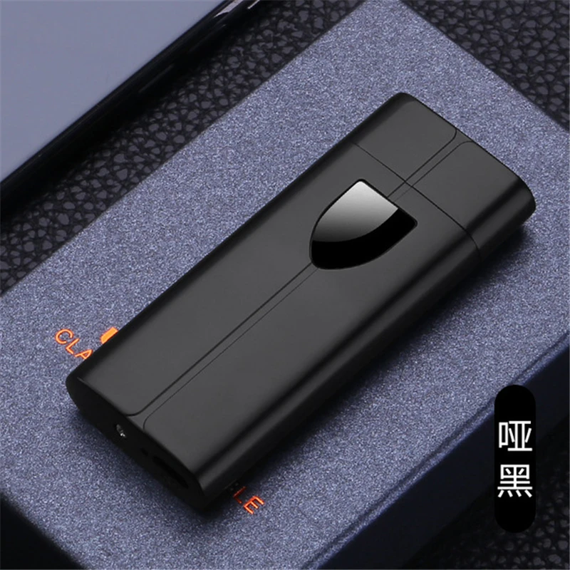 Новинка, usb-зажигалка, вращающаяся дуговая Зажигалка для курения, usb-зарядка, электронная плазменная ветрозащитная зажигалка, гаджеты для мужчин - Цвет: Black