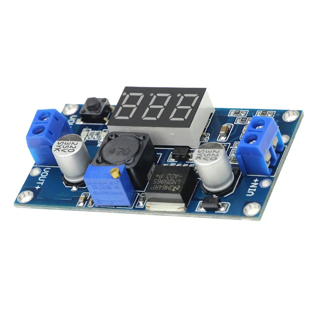 

LM2596 BUCK 3A DC-DC Voltage Adjustable Step-Down Power Module + Blue LED Voltmeter LM2596S-ADJ 4-40V to 3.3V/5V/9V/12V/24V