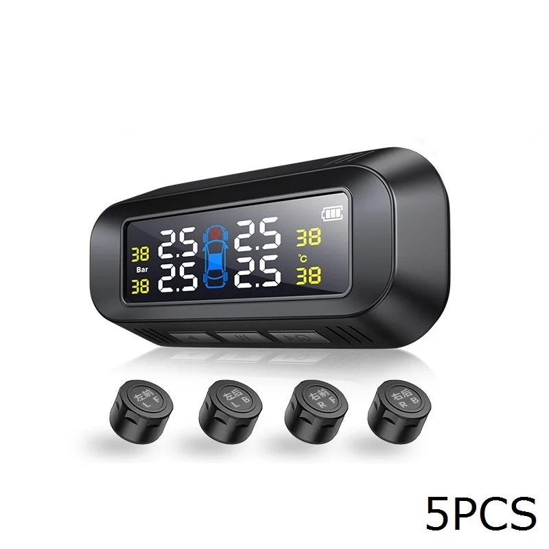 5 шт. смарт-автомобиль TPMS система контроля давления в шинах Солнечная энергия цифровой ЖК-дисплей автоматическая система охранной сигнализации s давление в шинах - Тип: Color Screen