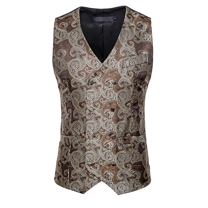 New arriveal fashion men smart casual Suit Vest Cashew flower embroidered pattern suit vest men sleeveless Tops plus size