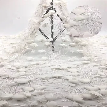 

Latest Embroidered 3d Lace Fabric White Red African Lace Fabric 2019 High Quality Lace Tulle French Lace With 3d Flower r6-52