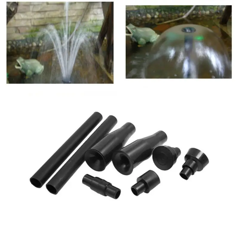 8* Black Home Multi-functional Garden Fountain Plastic Nozzle Head Kit Set