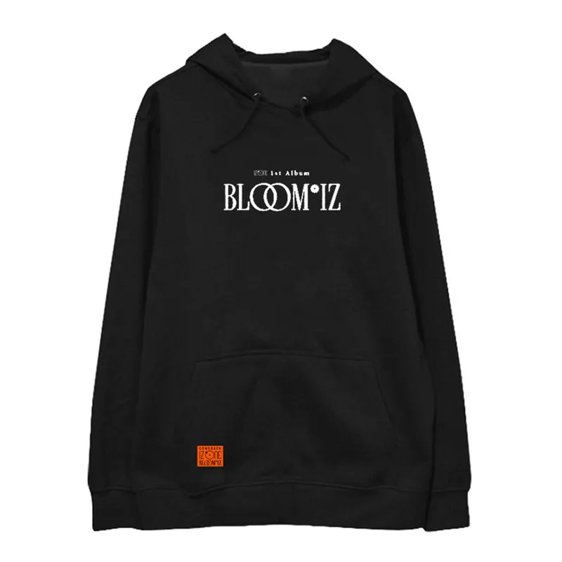 Черный Kpop IZONE BLOOMIZ альбом толстовка флис осень зима пальто Верхняя одежда Топы Повседневная утолщенная Толстовка Теплый пот одежда с капюшоном - Цвет: Черный