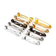 

50pcs/lot 15 20 25 30 35mm Brooch Clip Base Pins Rhodium Brooch Settings Blank Base For Jewelry Making Findings Supplies