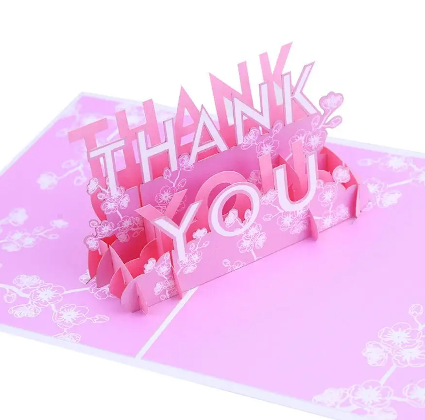  10pcs THANK YOU Handmade Kirigami Origami 3D Pop UP Greeting Cards Invitation card For Christmas We - 4.00034E+12
