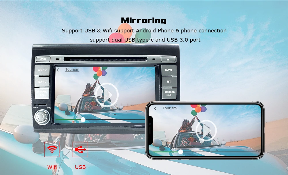 Clearance IPS DSP 4GB 2 Din Android 9.0 Car Multimedia player For Fiat/Bravo 2007 2008 2009 2010 2011 2012 GPS Navigation DVD Radio Stereo 6