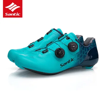 

Santic Profession Men Road Cycling Shoes Ultralight Cabon Fiber Bottom Self-Locking Anti-Slip Road Bike Shoes Bicycle Equipment