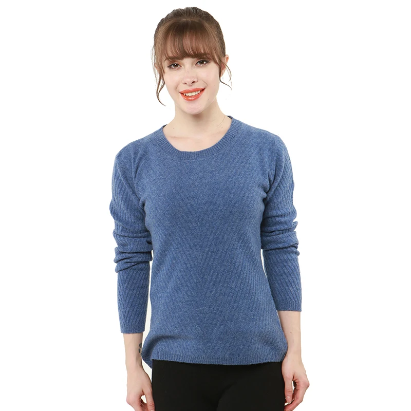 Flower Blue LONGMING мериносовая шерсть зимняя одежда кашемировый свитер женский пуловер тонкий круглый вырез вязаный свитер джемпер - Цвет: Flower Blue