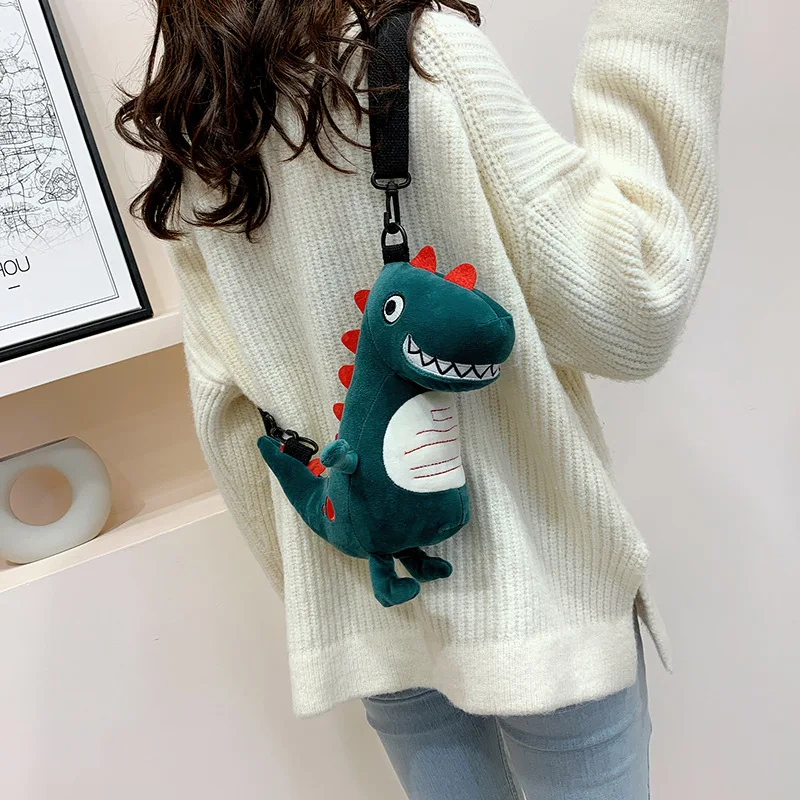 

Cartoon Cute Little Dinosaur Bag Women's 2019 New Style Korean-style Cool Funny Stuffed Toy Bag Crossbody Bag