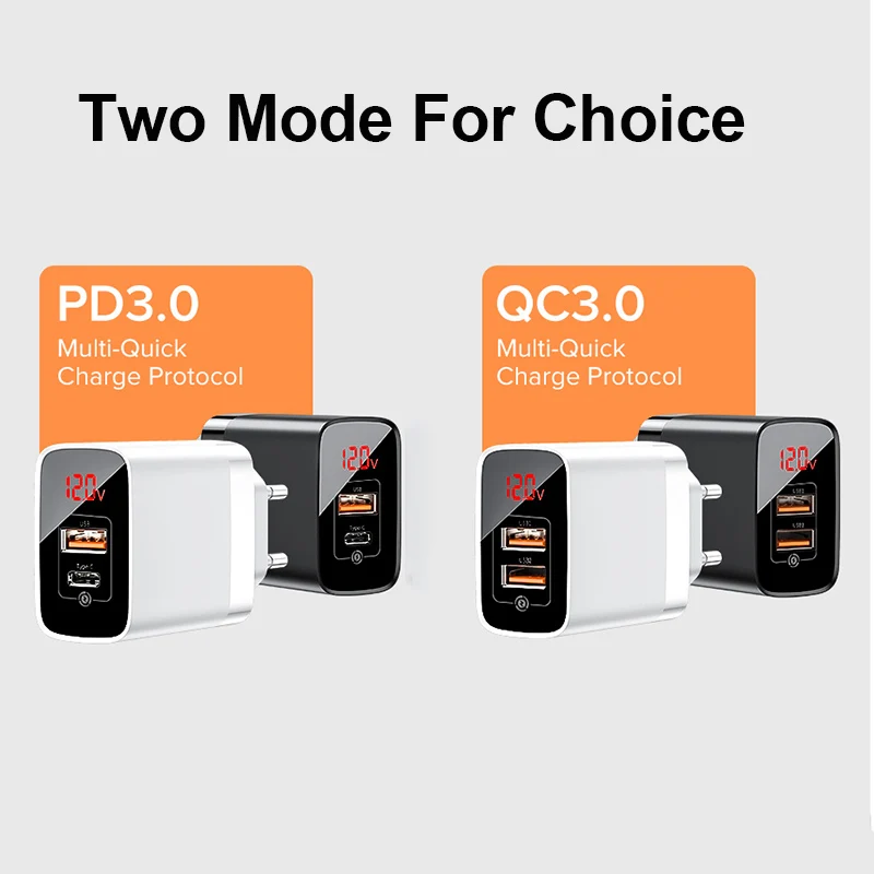 Baseus USB PD Charger for iPhone 11 Pro XR Xs Max 18W Digital <br />Display Fast Charger Quick Charge 3.0 Phone Charger For Xiaomi K20-in <br />Mobile Phone Chargers from Cellphones 