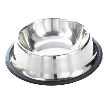 

Stainless steel food bowl w / rubber ring for Pets - 1 #